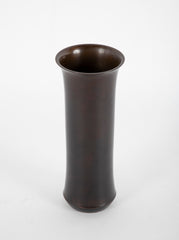 Japanese Bronze Columnar Vase with Slight Flare at Rim & Base   Includes Signed Box & Catalogue