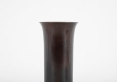 Japanese Bronze Columnar Vase with Slight Flare at Rim & Base   Includes Signed Box & Catalogue