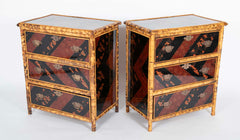 Pair of Bamboo & Chinoiserie Chest of Drawers