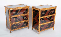 Pair of Bamboo & Chinoiserie Chest of Drawers