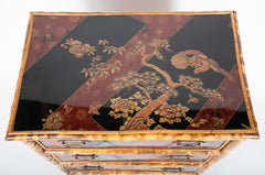 Pair of Bamboo & Chinoiserie Chest of Drawers