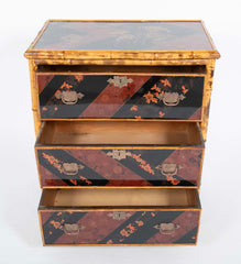Pair of Bamboo & Chinoiserie Chest of Drawers