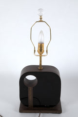 A Metal & Black Painted Plexiglass Square Lamp by Philippe Jean