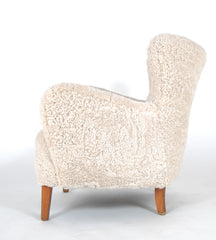 Danish Shearling Upholstered Easy Chair