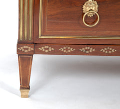 Late Louis XVI Three Drawer Mahogany Commode