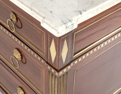 Late Louis XVI Three Drawer Mahogany Commode