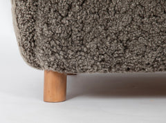 Danish Armchair Upholstered in Gray Lambswool with Beech Legs