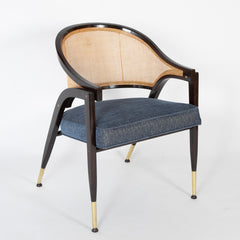 Edward Wormley for Dunbar Cane Back and Brass Armchair