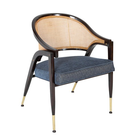 Edward Wormley for Dunbar Cane Back and Brass Armchair