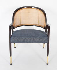 Edward Wormley for Dunbar Cane Back and Brass Armchair