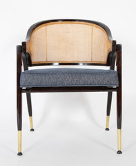 Edward Wormley for Dunbar Cane Back and Brass Armchair