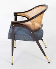 Edward Wormley for Dunbar Cane Back and Brass Armchair