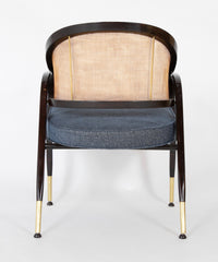 Edward Wormley for Dunbar Cane Back and Brass Armchair