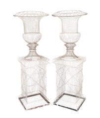 Fabulous Pair of French Urn Form Wire Planters