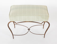 Pair of Patinated Iron Stools by Rene Drouet