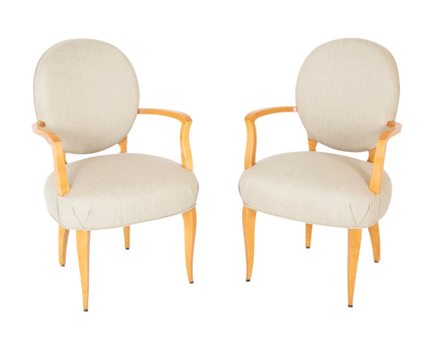 Pair of Sycamore Open Armchairs Attributed to Raphael Raffel