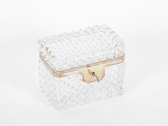 A Cut Crystal Box with Silvered Bronze Mounts and Key