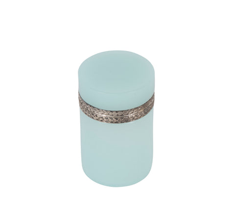A Seafoam Blue French Opaline Box with Silvered Bronze Mounts