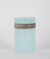 A Seafoam Blue French Opaline Box with Silvered Bronze Mounts