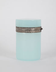 A Seafoam Blue French Opaline Box with Silvered Bronze Mounts