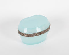 A Seafoam Blue French Opaline Box of Oval shape