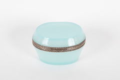 A Seafoam Blue French Opaline Box of Oval shape