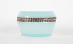 A Seafoam Blue French Opaline Box of Oval shape