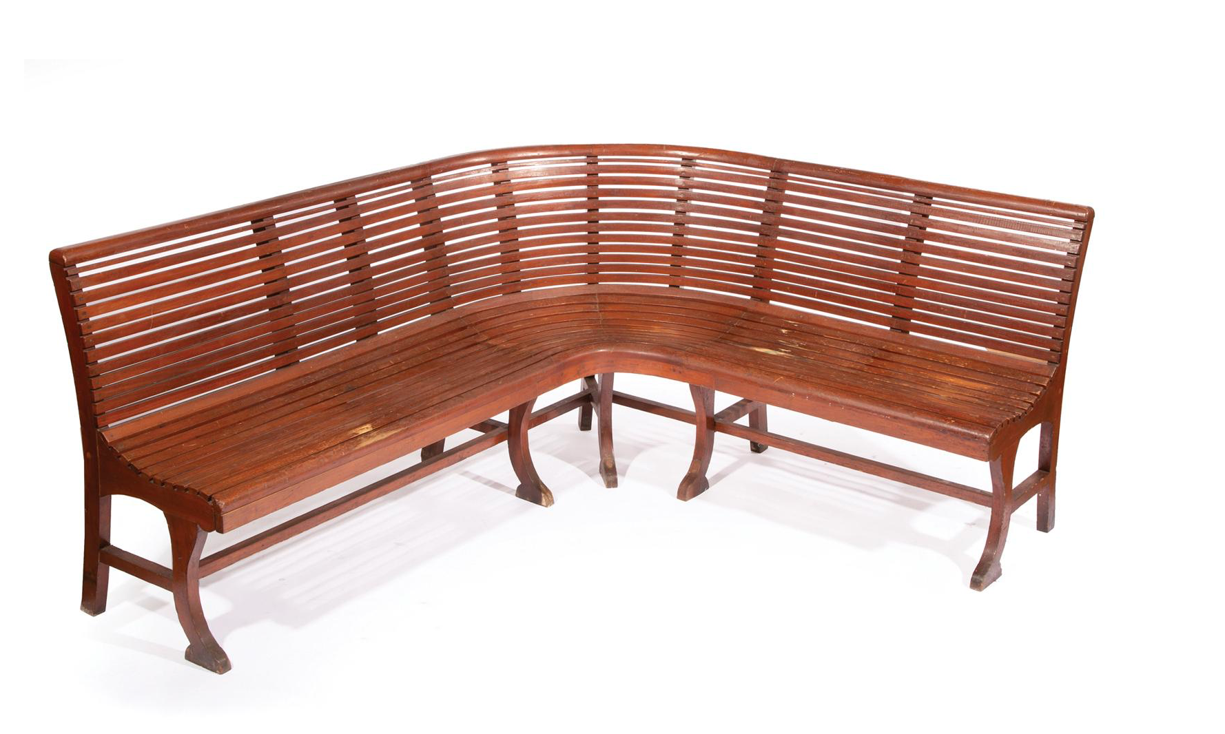 Slatted Back and Seat 'Ferry' Corner Bench With Shaped Legs