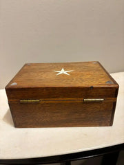 19th Century Walnut Box With Bone and Mother-of-Pearl Inlay
