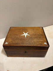 19th Century Walnut Box With Bone and Mother-of-Pearl Inlay