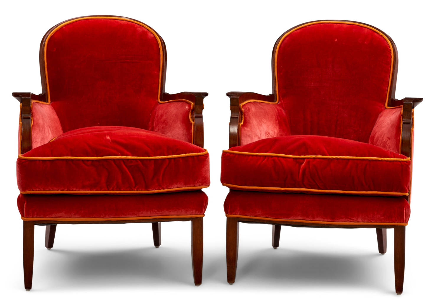 Pair of Jules Leleu  Walnut Bergeres