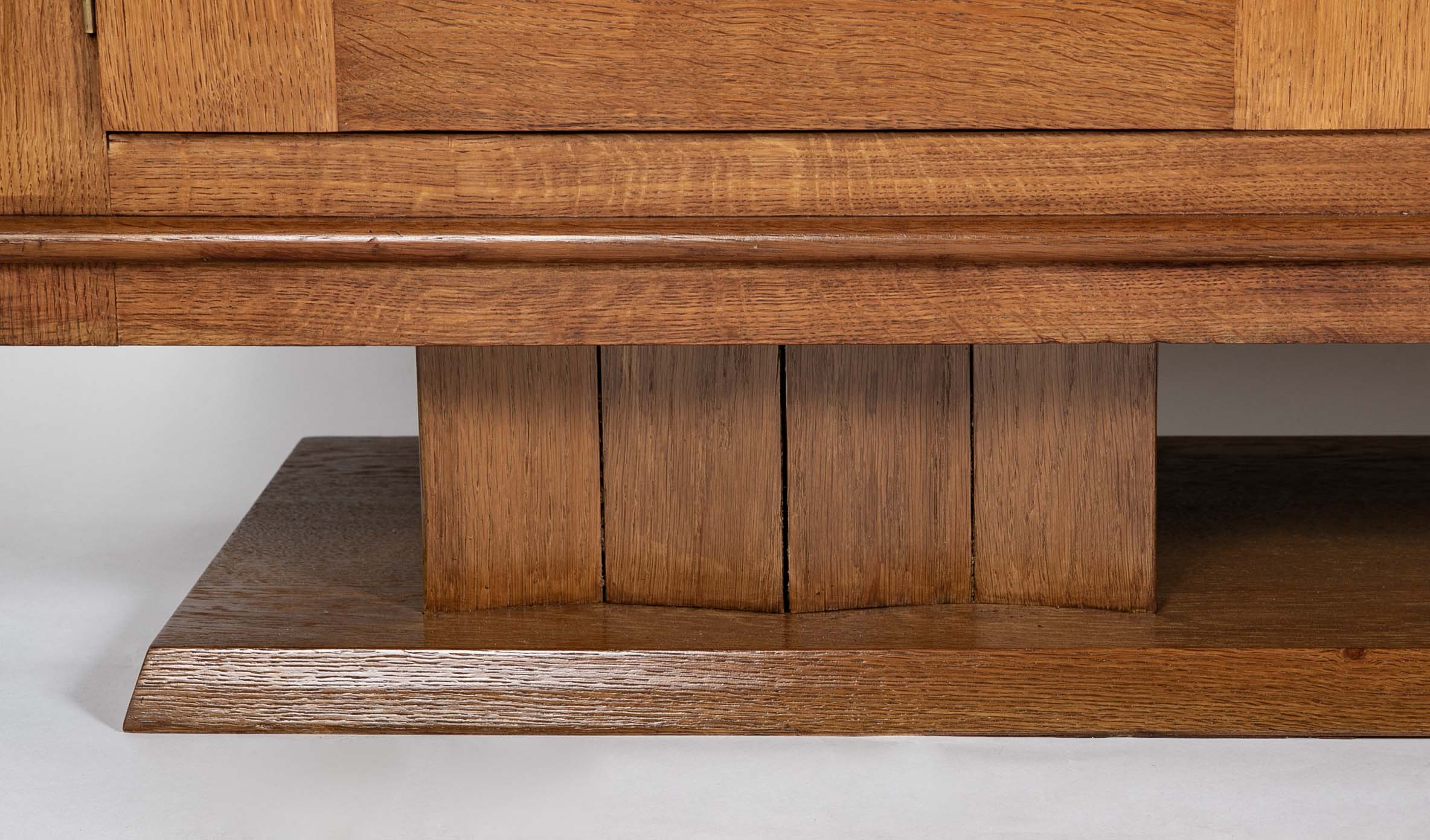 French Cerused Oak Three Door Sideboard with Geometric Motifs, Art Deco