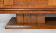 French Cerused Oak Three Door Sideboard with Geometric Motifs, Art Deco