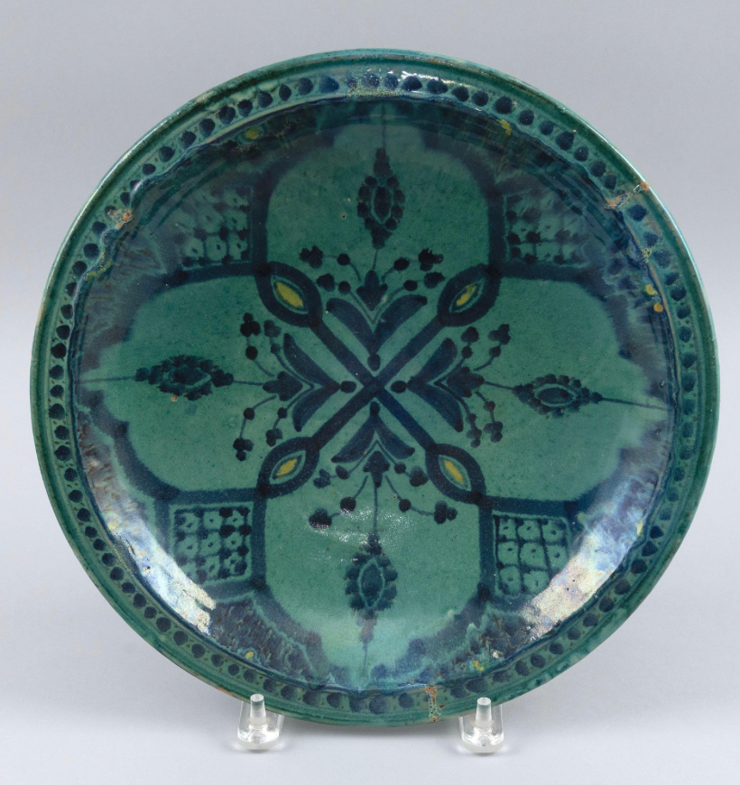Moroccan Safi Bow With Turquoise Ground with Dark Blue