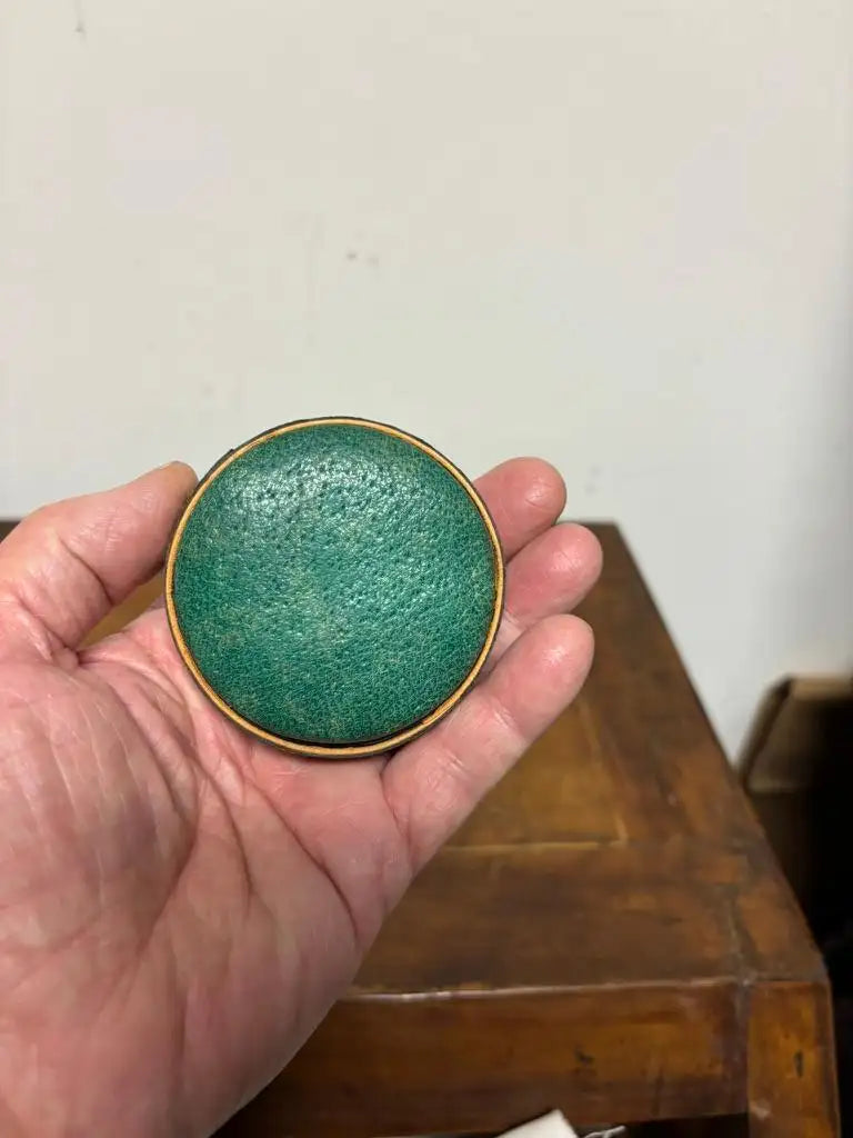 Early 20th Century Leather Dice Cup with 7 Dice Inset into the Top