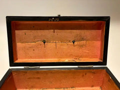 19th Century Dutch Ebony Box With Silver Mounts and Hinges