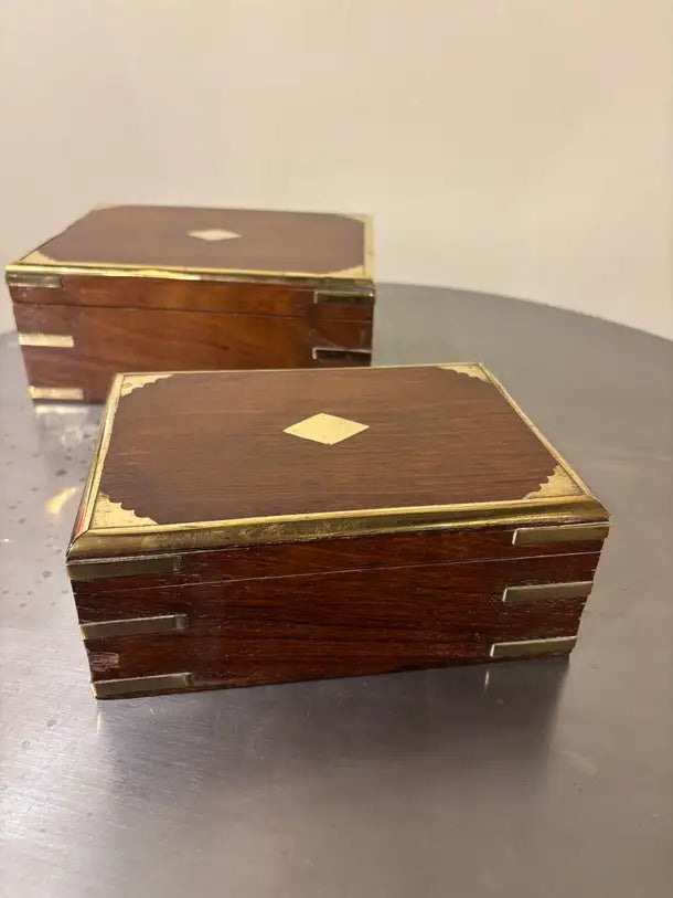 Set of Three 19th C Regency Anglo Indian Rosewood Boxes with Brass Mounts