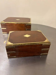 Set of Three 19th C Regency Anglo Indian Rosewood Boxes with Brass Mounts