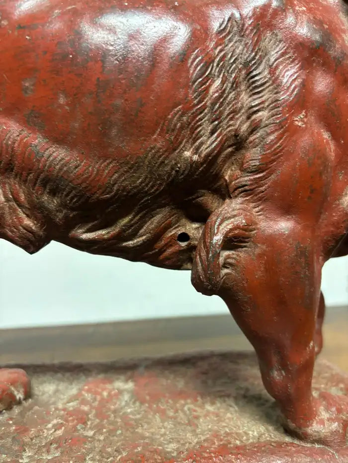 19th Century French Red Painted Zinc Striding Lion