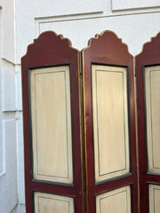 Italian Painted Four Panel Wood Screen Room Divider With Floral Decoration