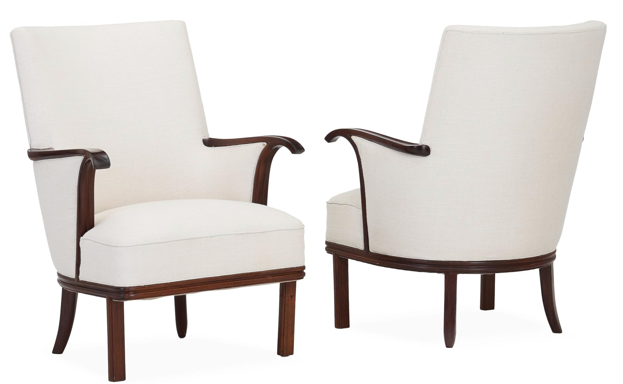 A Pair of Brazilian Rosewood High-Backed Armchairs Designed by Ernst Kühn Frame