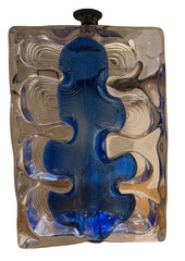 Daum Nancy Lamp Model Lynx with Blue Glass on Translucent Crystal