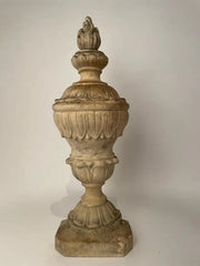 Pair 19th Century Neoclassical Style Italian Plaster Urns with Flame Finials