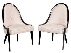 Harvey Probber Pair Ebonized Mahogany of Gondola Chairs, Model 1053
