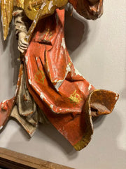 Italian Baroque Painted and Gilt Wood Winged Angel Playing a Violin