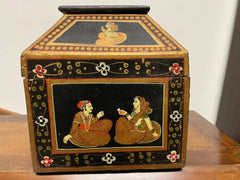 Anglo Indian Decorative Box with Painted Figures of Dancers