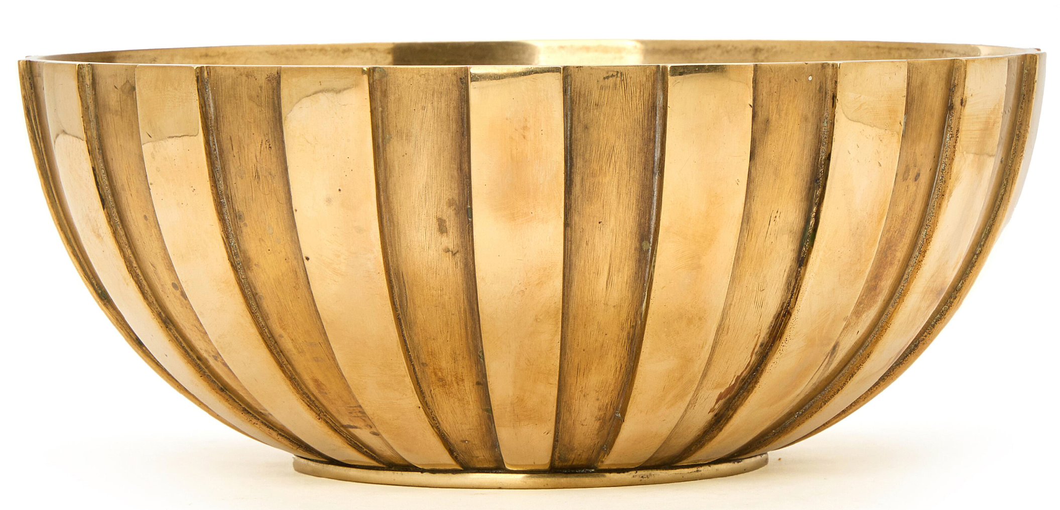 Emil Lausen Polished Bronze Bowl with Grooved Relief