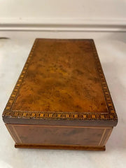 English Burl Wood Veneered Box with Inlaid Borders