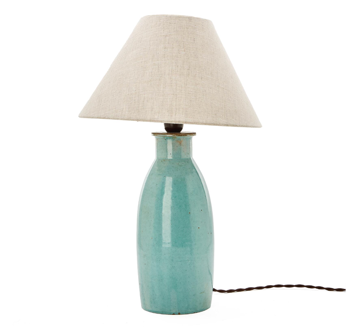 Christian Poulsen Earthenware Table Lamp, Turquoise Blue Glaze, Narrow Mouth, Signed CP