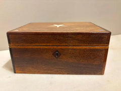 19th Century Walnut Box With Bone and Mother-of-Pearl Inlay